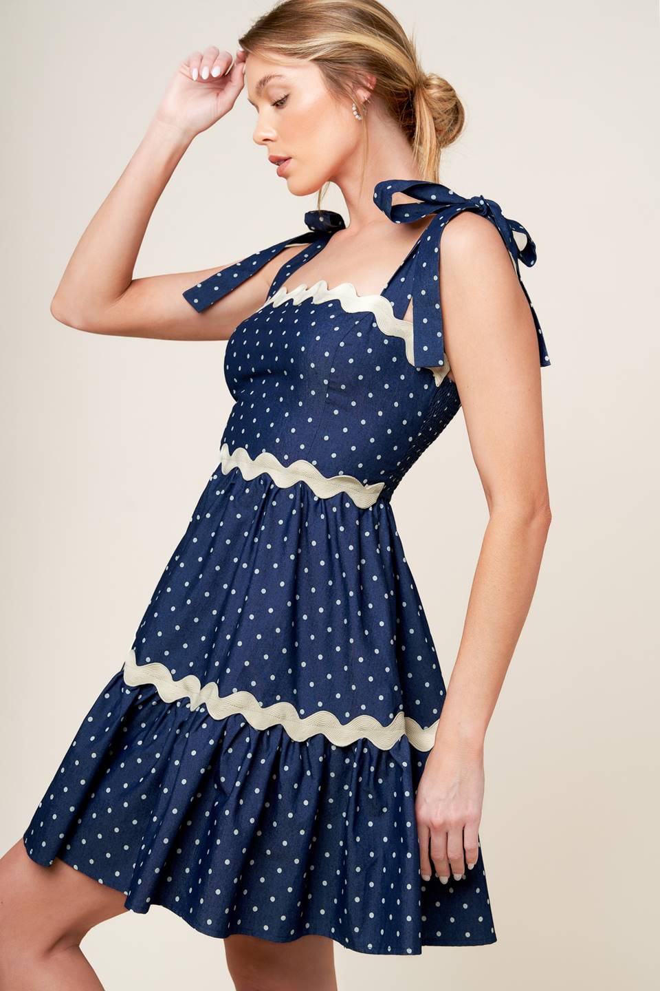DIVINELY DOTTED WOVEN MINI DRESS Flying Tomato